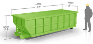 20 yard dumpster with measurements.