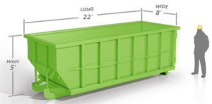 30 yard dumpster with measurements.