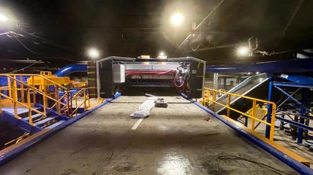 conveyor belt in recycling center.